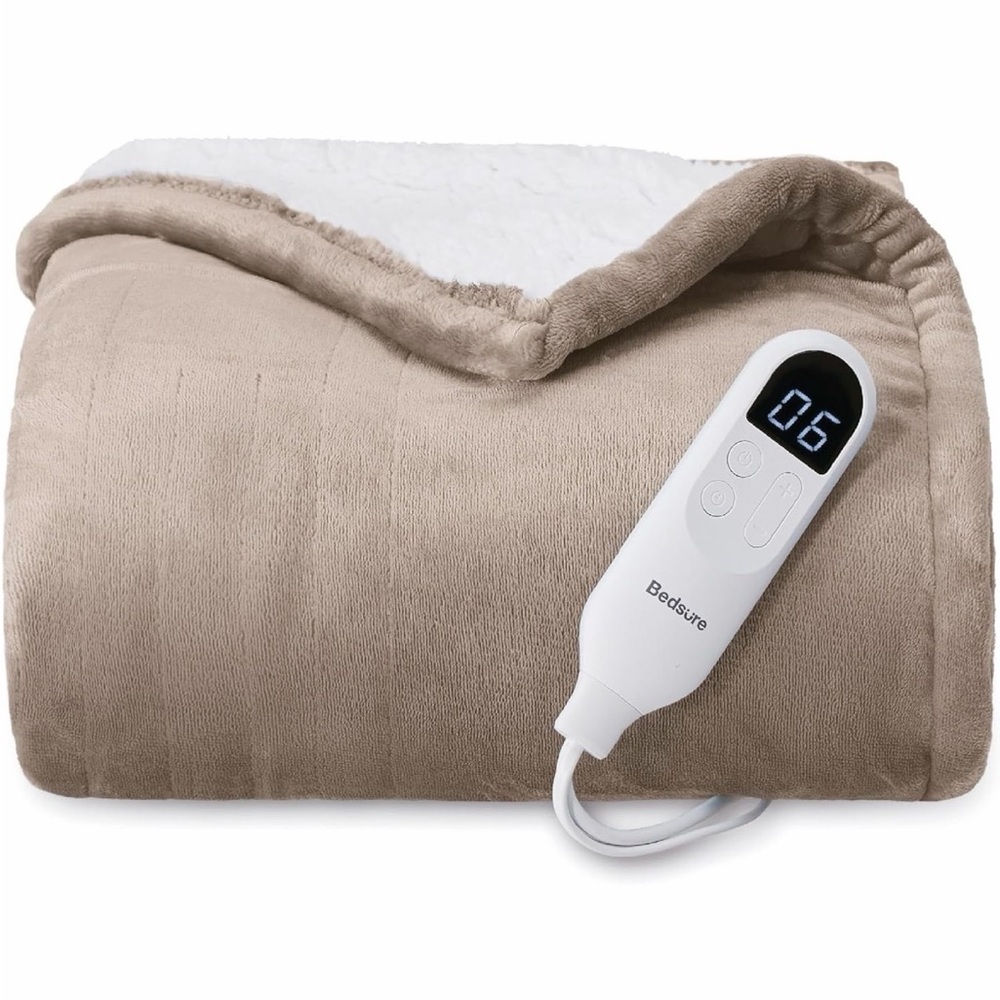 Bedsure Electric Heating Blanket-Solid Flannel-50 X 60-Taupe-BS 100T-Washable